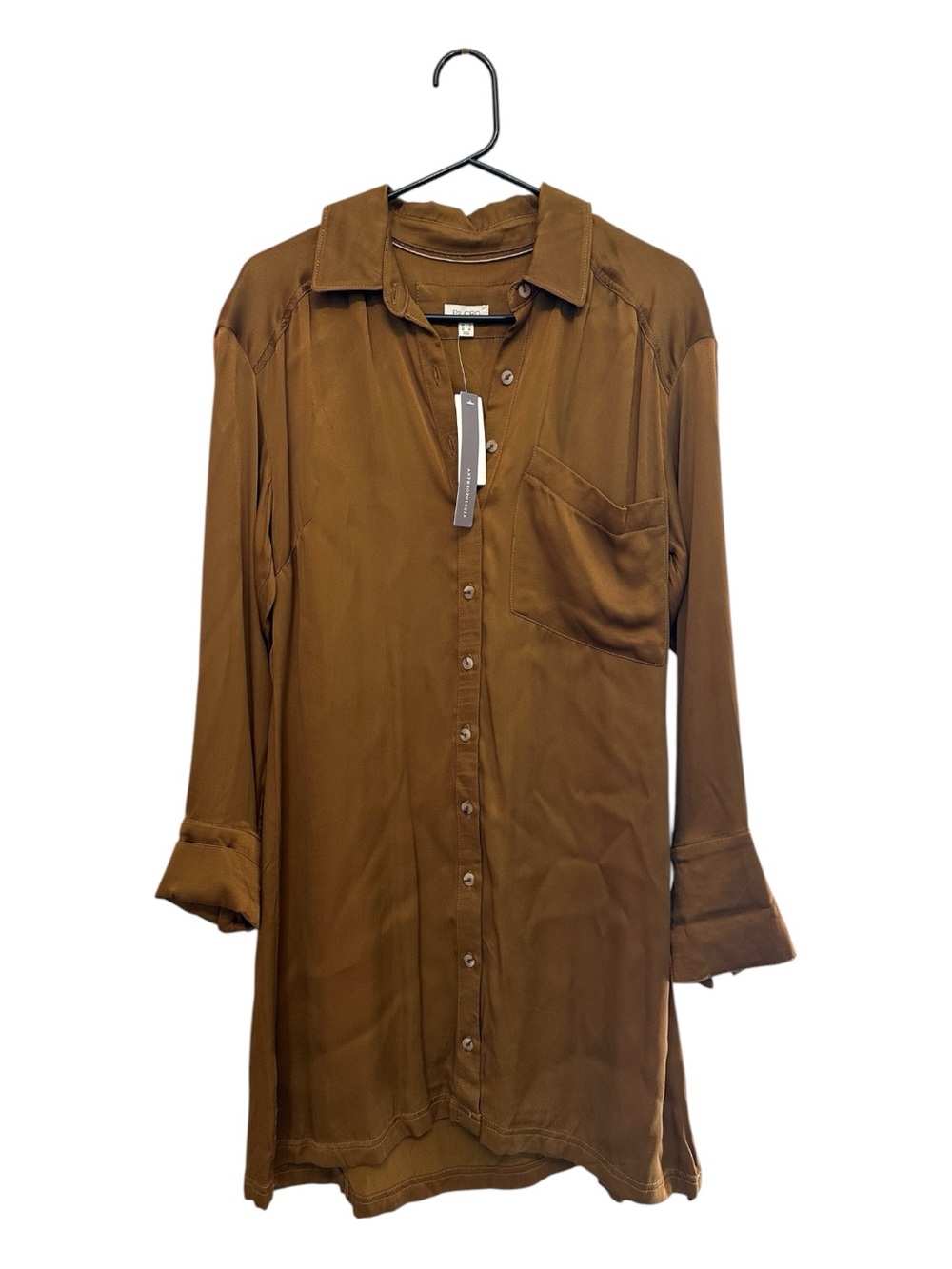 NWT Pilcro Metallic Bronze/Brown Button-Front Tunic/Shirt Dress Size 4
